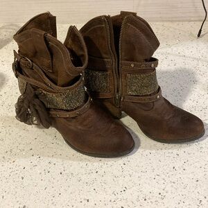 Not rated brown heeled cowgirl boot